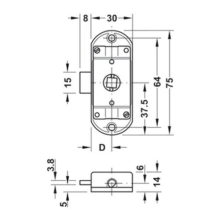 Lock Piccolo Nova right nickel-plated D15