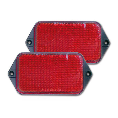 Retro-reflector 95x60mm red screw fixing in packaging