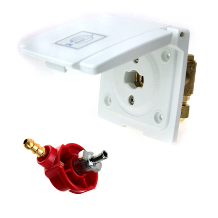 Zewnętrzne gniazdo gazu w kamperze z szybkozłączem