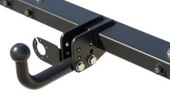 Adjustable towbar for campers with a pipe ball