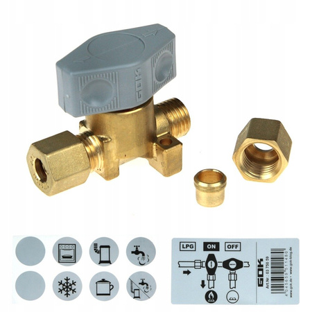 GOK zawór gazowy szybkozamykający 8mm - kamper