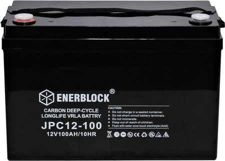 Akumulator ołowiowo-węglowy ENERBLOCK CARBON EXTREME 12V, 100AH Seria JPC