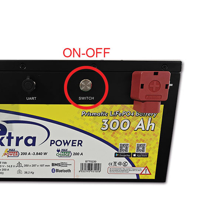 ExtraPOWER LiFePO4 battery 12.8 V 300 Ah with BMS and Bluetooth