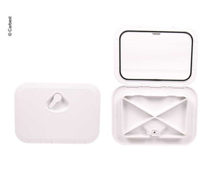 Klapa inspekcyjna Carbest z mechanizmem blokującym, biała, 2 rygle blokujące, 606x353mm