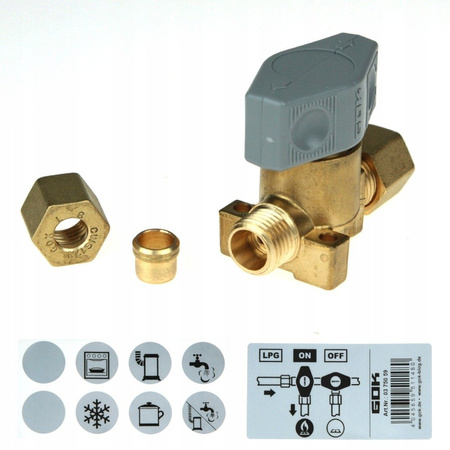 GOK zawór gazowy szybkozamykający 8mm - kamper