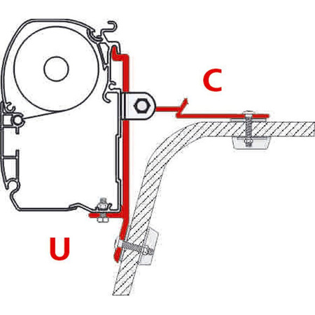 Uniwersalny adapter typu U do montażu markiz dachowych marki Fiamma