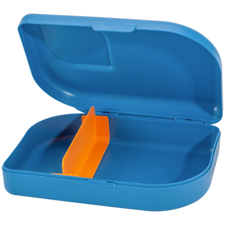 ajaa! lunch box with divider, blue – made from sugarcane, 18.5 × 12.5 × 5 cm