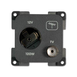 Gniazdo 12V DC + TV szary
