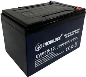 ENERBLOCK Akumulator AGM E-Vehicle EVM 12 V 15 Ah VRLA do pracy cyklicznej - jacht, kamper, wózek