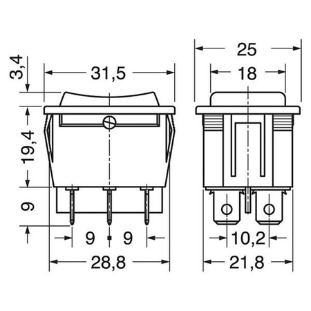 Przełącznik dwubiegunowy - 12 V