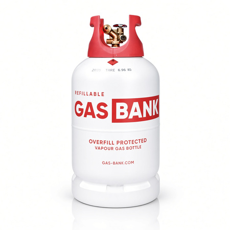 GasBank LS DUO 11 kg butla LPG z lekkiej stali z zaworem DUO i OPD 80%