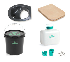 Zestaw toalety kompostującej DIY TROBOLO z drewnianym siedzeniem 22L / 10L szara