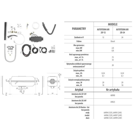 Ogrzewanie postojowe na diesel Autoterm AIR 2D-12V 2kW 