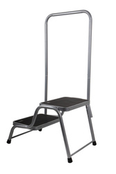 Carbest Stopień podwójny stalowy z poręczą 640 x 375 x 430 mm 150 kg - kamper i przyczepa