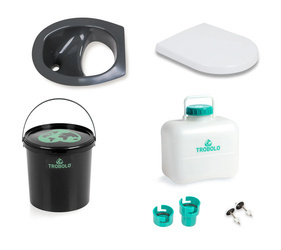 Zestaw toalety kompostującej DIY TROBOLO z plastikowym siedzeniem 6.5L / 4.6L szara