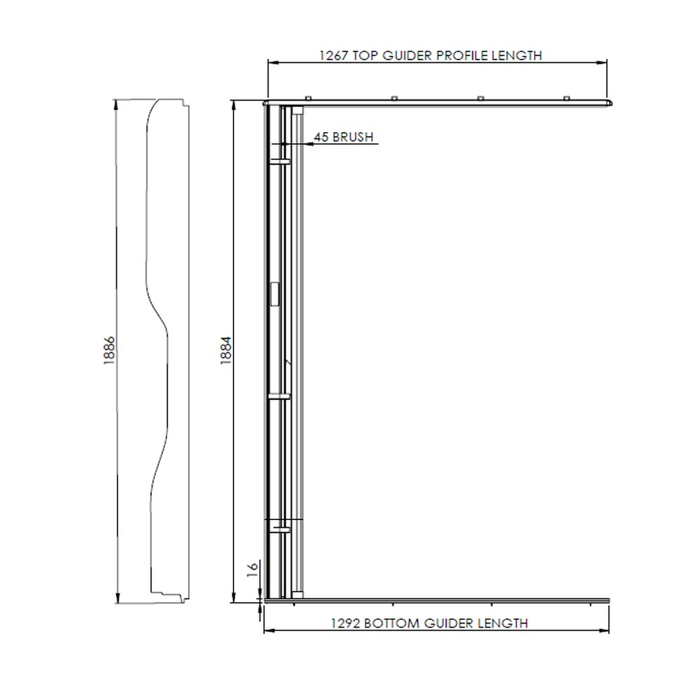 Dimension drawing of the Horrex fly screen door for VW Crafter and MAN TGE