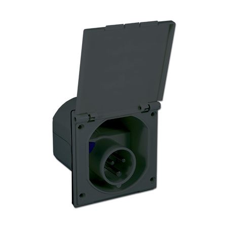 Wtyczka wpustowa 220 V czarna w pudełku GES