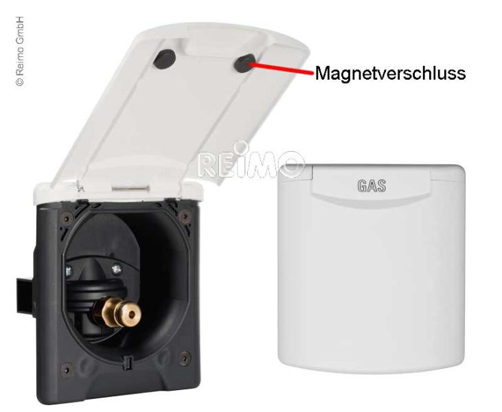 ABL przyłącze wody miejskiej z reduktorem ciśnienia i klapką magnetyczną, jasnoszare 130 x 145 mm - kamper i przyczepa