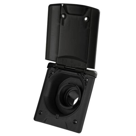 FAWO Gniazdo wlewu wody na ścianę boczną czarne - wąż ø40 mm, otwór 85,5 x 90 mm