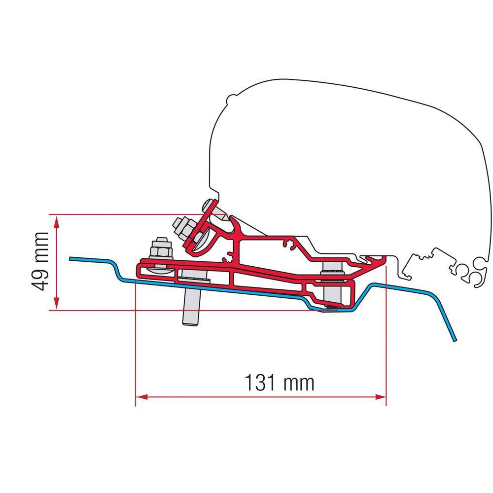 Adapter do montażu markizy F80 marki Fiamma 400 cm do pojazdów Ford Transit