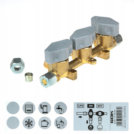 GOK zawór gazowy szybkozamykający potrójny-kampery