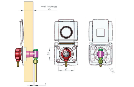 Złącze zewnętrznego gniazda gazu do PRE210 Standard EN 331