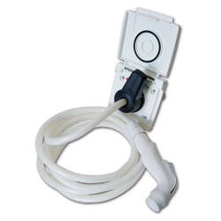 Biały prysznic zewnętrzny z gumowymi drzwiami - 200 cm