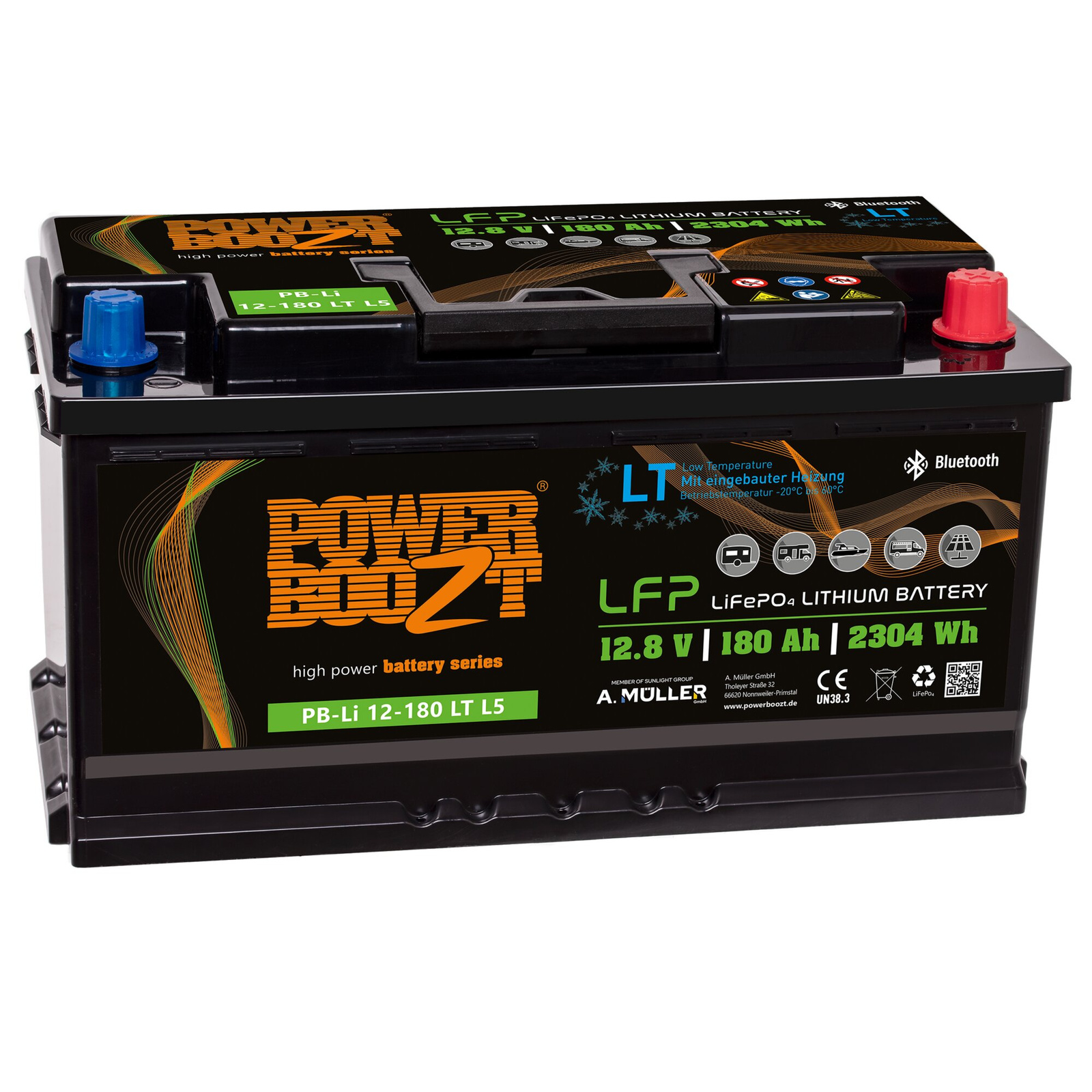 Akumulator litowo-jonowy Powerboozt 180Ah 12,8V do zimnej pogody