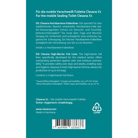 Worki do toalety Clesana X1 folia barierowa higieniczna ochrona