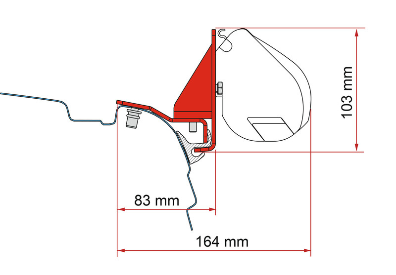Adapter markizy do F35 Pro VW T5/T6/T6.1 z Reimo Multirail