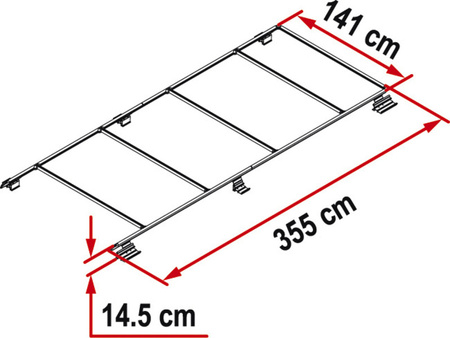 Reling dachowy Fiat Ducato H2 355cm z adapterem do markizy F65