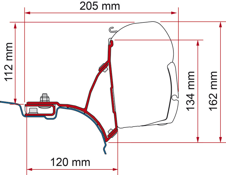 Adapter Fiamma F45 do VW T5/T6 Transporter Multivan - Srebrny - Kierownica po prawej stronie