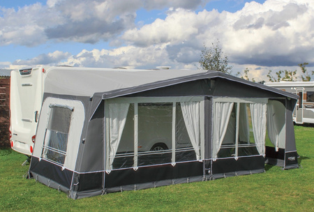 Przedsionek dmuchany podróżny CAMPTECH Topas Air 13 - obwód 950-975 cm, Camptex All Season, 6 okien, pompka w zestawie