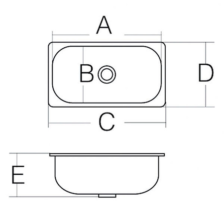 Rectangular stainless steel sink - 320 x 260 mm - LA1400