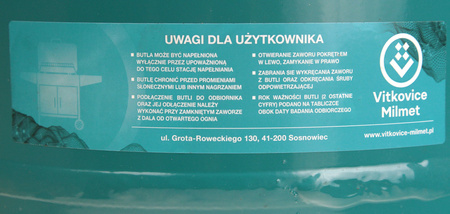 Butla gazowa turystyczna 3KG z wyjściem 3/8" Vitkovice (pusta)