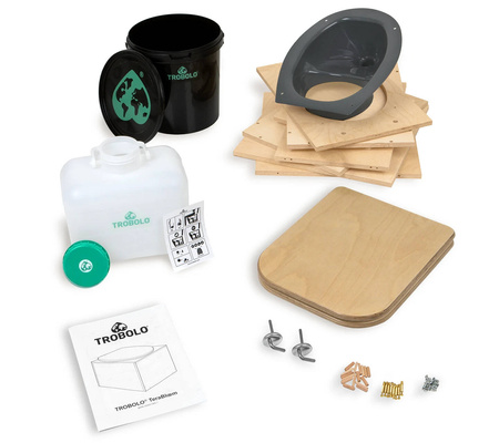 TROBOLO TeraBlœm - wooden composting toilet with urine separation, kit with wooden seat