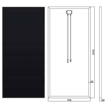 Carbon Zorro Panel solarny BC 220 W 18 V monokrystaliczny 1510 x 700 x 30 mm - kamper i przyczepa