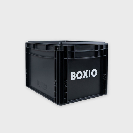 BOXIO SOLO - black Eurobox with lid 40 x 30 x 28 cm made of recycled plastic