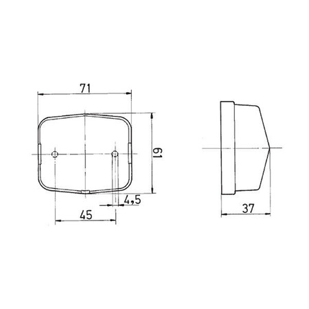Dwustronne oświetlenie śladu 71x37x61mm Odstęp 45mm