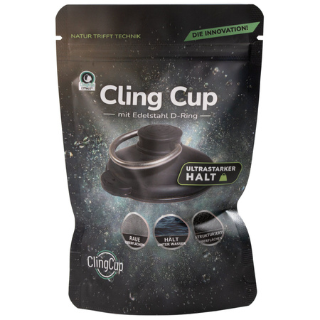 ClingTech przyssawka ClingCup z D-ring ze stali nierdzewnej czarna