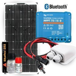 Zestaw solarny do kampera 160W panel elastyczny monokrystaliczny ETFE, Regulator MPPT 75V 15A Victron Energy Bluetooth