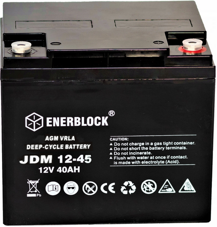 Akumulator kwasowo-ołowiowy ENERBLOCK AGM DEEP CYCLE 12V, 45AH Seria JDM
