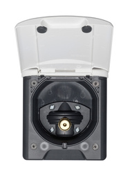 ABL city water connection with pressure reducer and magnetic flap, black 130 x 145 mm - motorhome and caravan