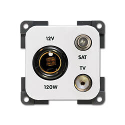 Gniazdo DIN 12 V + TV + SAT - biały