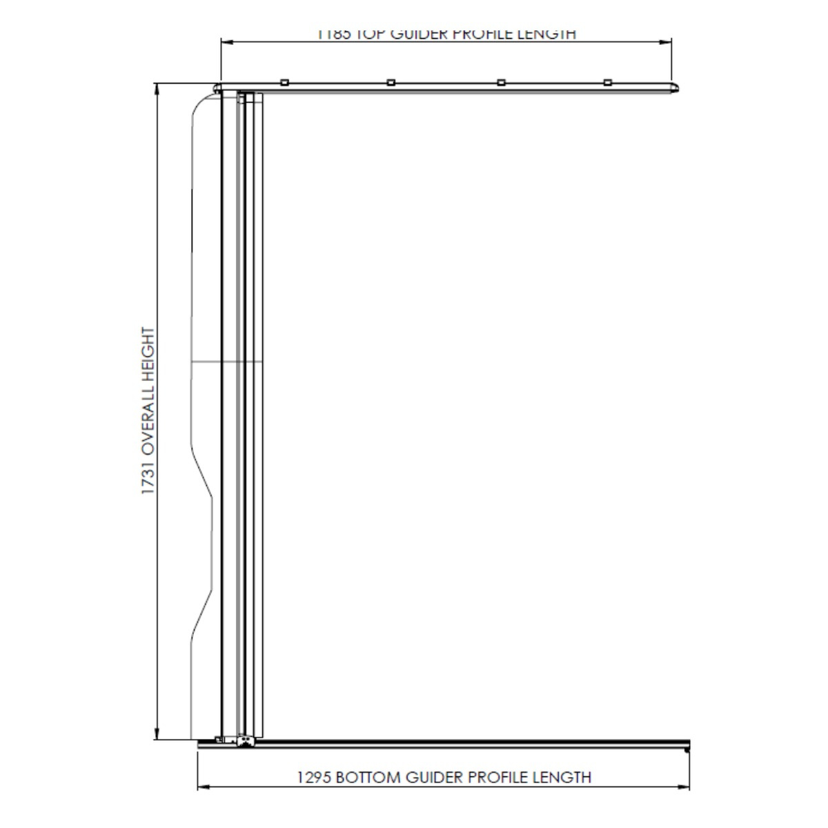 Dimension drawing of the Horrex fly screen door for Fiat Ducato H2/H3