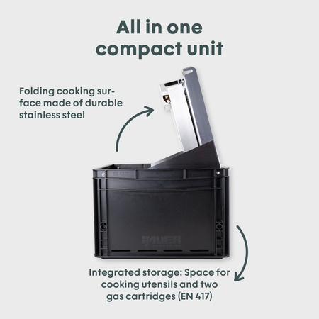 BOXIO COOK PLUS - kuchenka gazowa w Euroboxie z zestawem garnków BOXIO COOKWARE