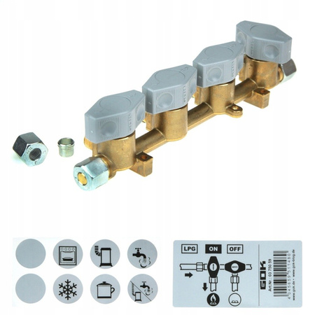 GOK zawór gazowy szybkozamykający poczwórny-kamper