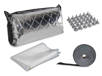 Termoizolacja okien do samodzielnego wykonania - zestaw Carbest DIY, materiał 7-warstwowy, czarny/srebrny